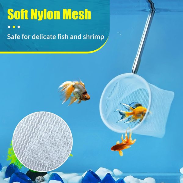 AQUANEAT Small Fish Tank Shrimp Net, Aquarium Debris Cleaning Tools, with Extendable Handle - Image 2