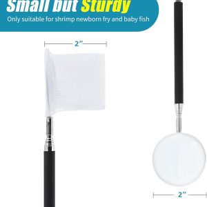 AQUANEAT Small Fish Tank Shrimp Net, Aquarium Debris Cleaning Tools, with Extendable Handle