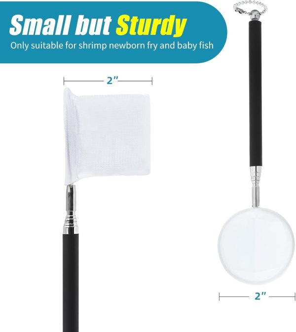 AQUANEAT Small Fish Tank Shrimp Net, Aquarium Debris Cleaning Tools, with Extendable Handle - Image 4
