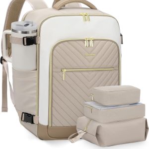 Large Travel Backpack for Women, TSA Carry on Backpack for Airplanes, 40L Personal Item Travel Bag for Women fits 17" Laptop,Waterproof Carry on Bag Airplane Approved with 3 Packing Cubes